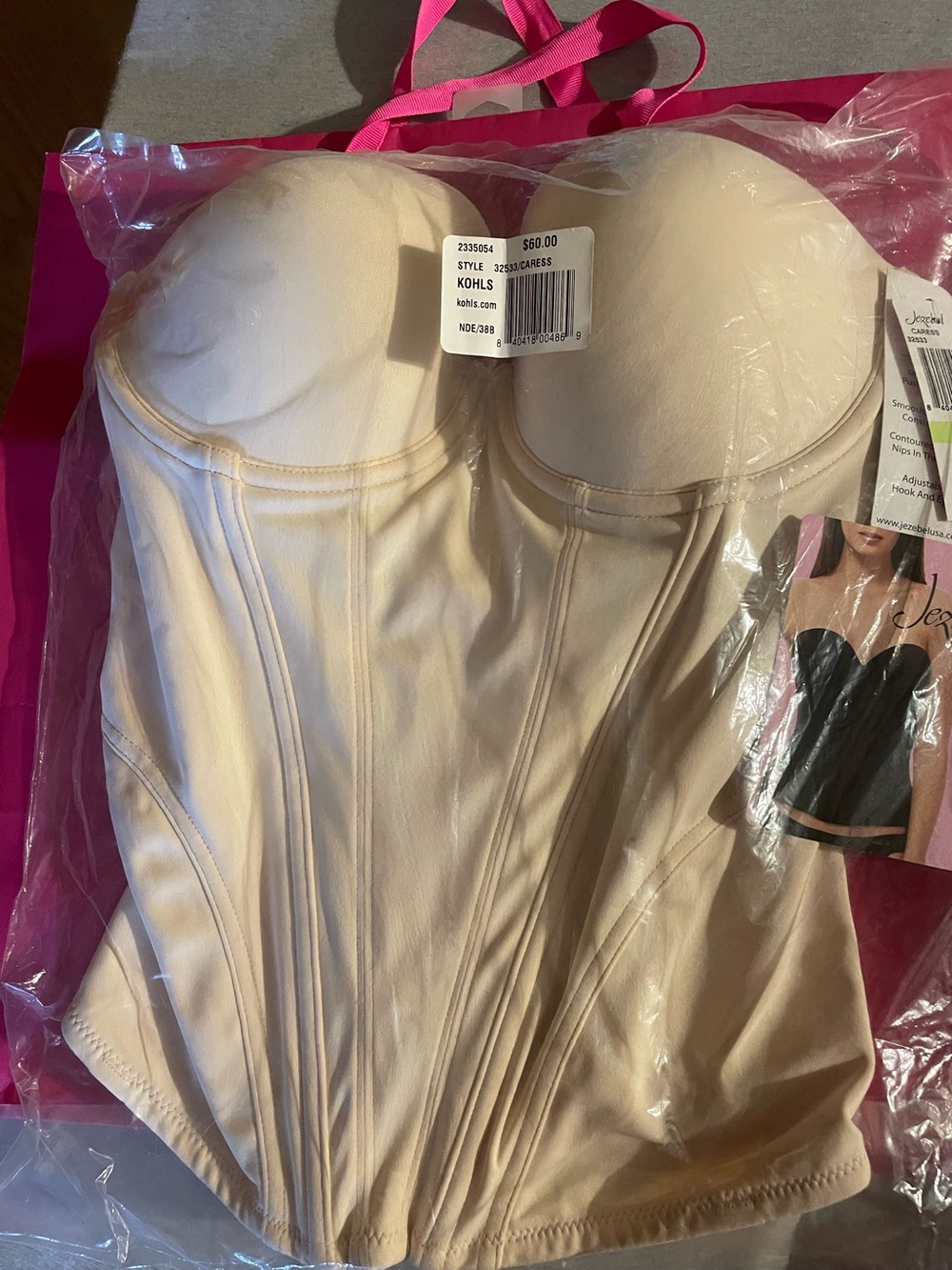 Jezebel Classic Strapless Corset Bustier in Cream, 38B, NWT